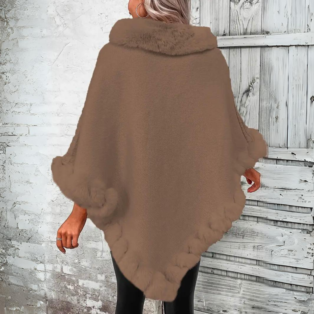 Iliana | Damen Warmes, raffiniertes Strickcape