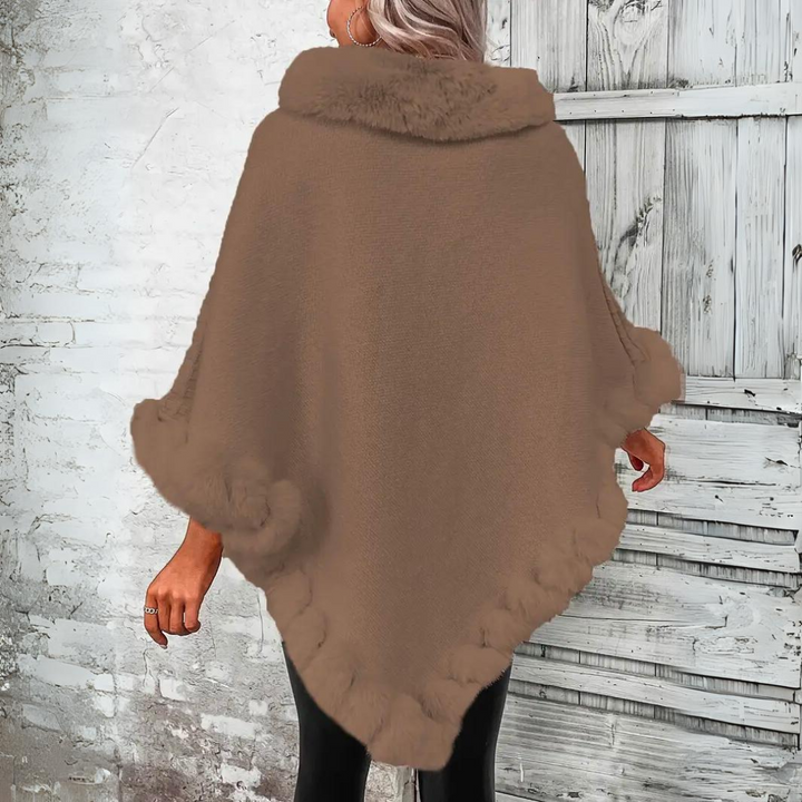 Iliana | Damen Warmes, raffiniertes Strickcape